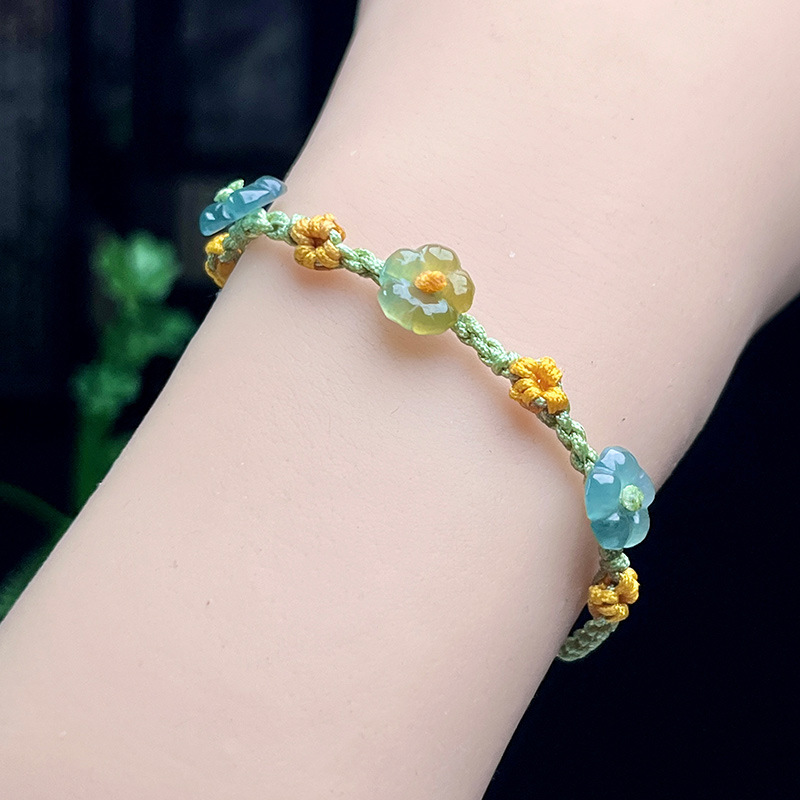 Women Accessories Bracelet - ميانمار الجاديت زهرة سوار مصمم المجوهرات