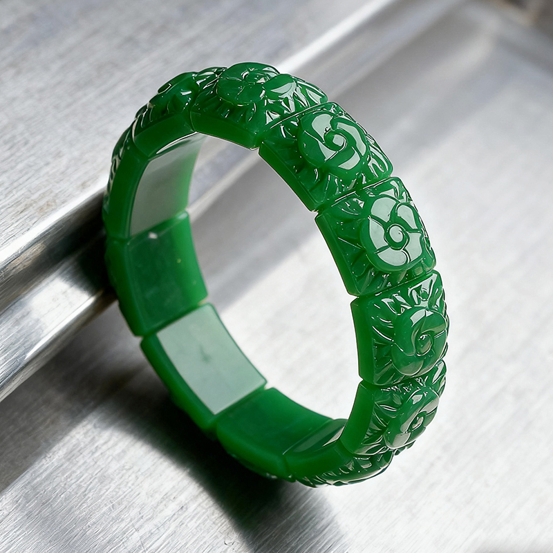 Women Accessories Bracelet - حقيقي اليشم زهرة سوار الإسورة مصمم