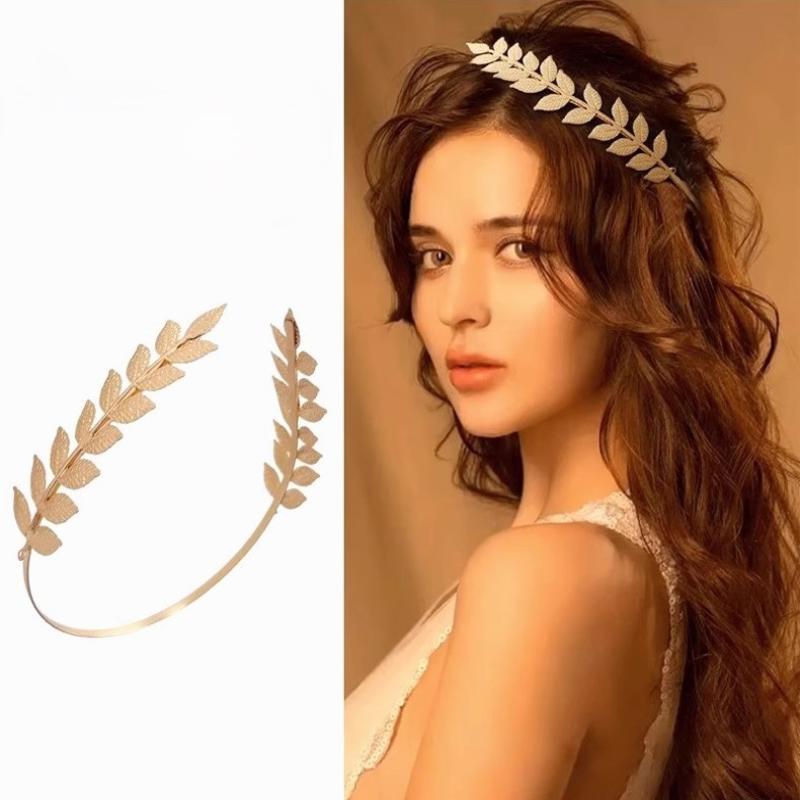 【B】طوق رأس بتصميم أوراق ذهبية  - مراجعة Women'S Wedding Accessories وسعره