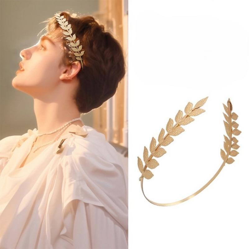 【B】طوق رأس بتصميم أوراق ذهبية  - مراجعة Women'S Wedding Accessories وسعره