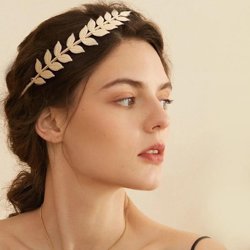【B】طوق رأس بتصميم أوراق ذهبية  - مراجعة Women'S Wedding Accessories وسعره